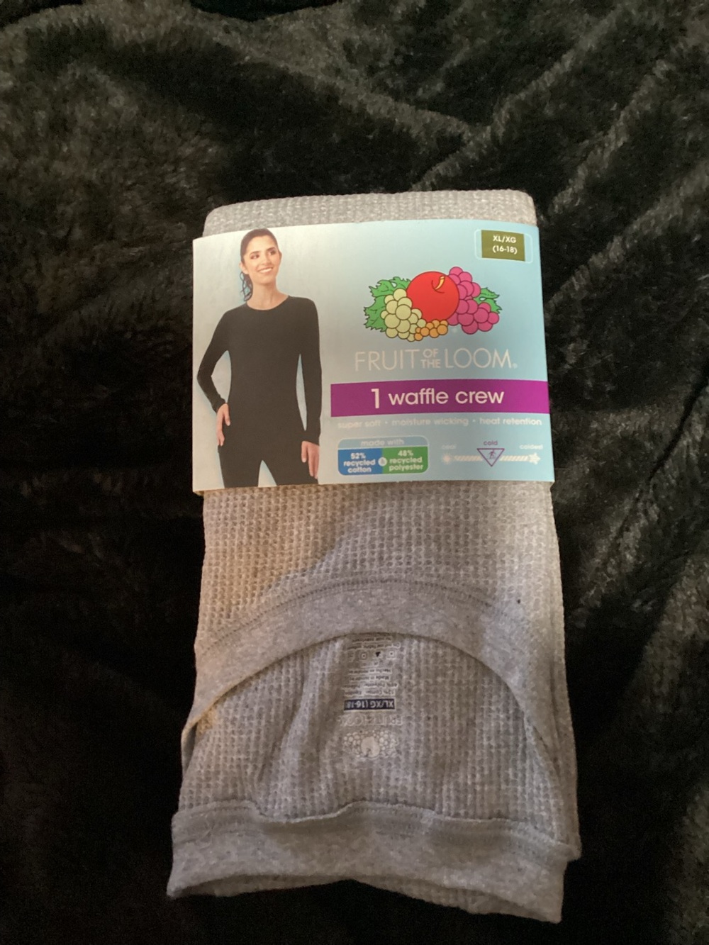 Gray waffle thermal shirt-Ladies XL-NEW